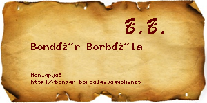 Bondár Borbála névjegykártya